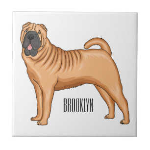 Chinesischer Shar-Pei-Hund-Cartoon Fliese