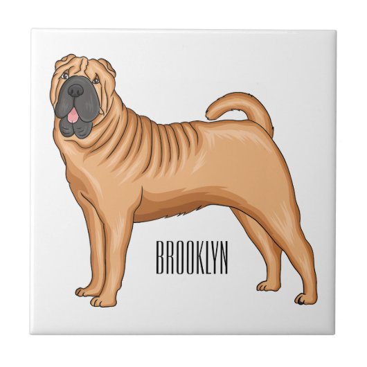 Chinesischer Shar-Pei-Hund-Cartoon Fliese (Vorderseite)