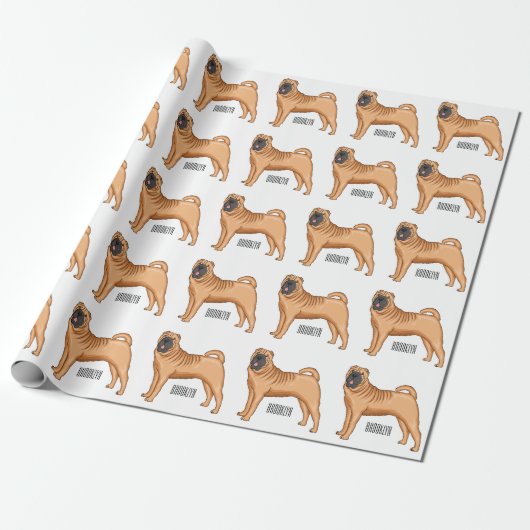 Chinesischer Shar-Pei-Hund-Cartoon Geschenkpapier (Ungerollt)