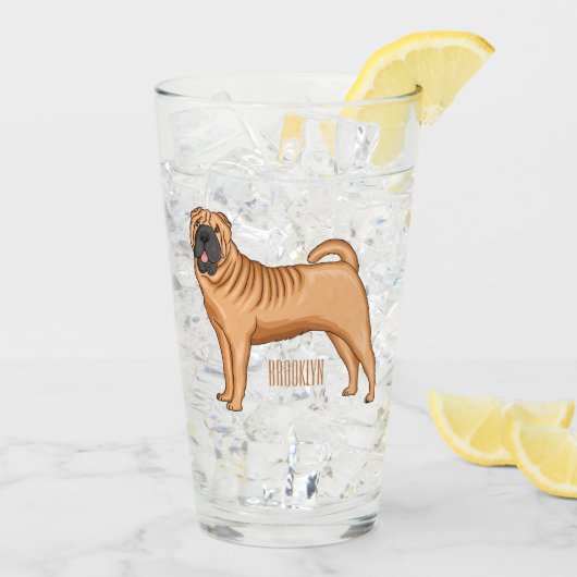 Chinesischer Shar-Pei-Hund-Cartoon Glas (Rückseite Ice)