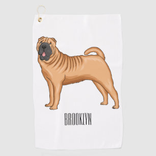 Chinesischer Shar-Pei-Hund-Cartoon Golfhandtuch
