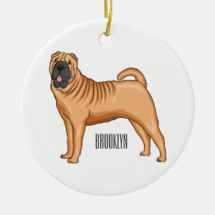 Chinesischer Shar-Pei-Hund-Cartoon Keramik Ornament