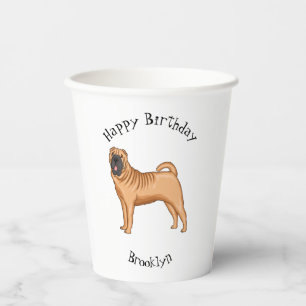 Chinesischer Shar-Pei-Hund-Cartoon Pappbecher