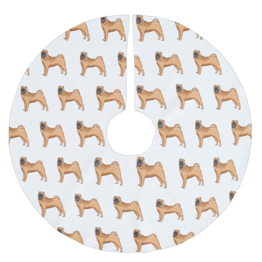 Chinesischer Shar-Pei-Hund-Cartoon Polyester Weihnachtsbaumdecke (Vorderseite)