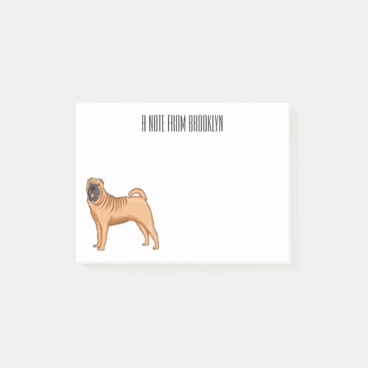 Chinesischer Shar-Pei-Hund-Cartoon Post-it Klebezettel (Vorderseite)