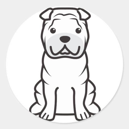 Chinesischer Shar-Pei-Hund-Cartoon Runder Aufkleber (Vorderseite)