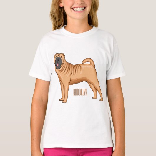 Chinesischer Shar-Pei-Hund-Cartoon T-Shirt (Vorderseite)