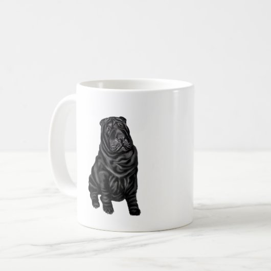 Chinesischer Shar Pei - schwarz Kaffeetasse (Vorderseite Links)