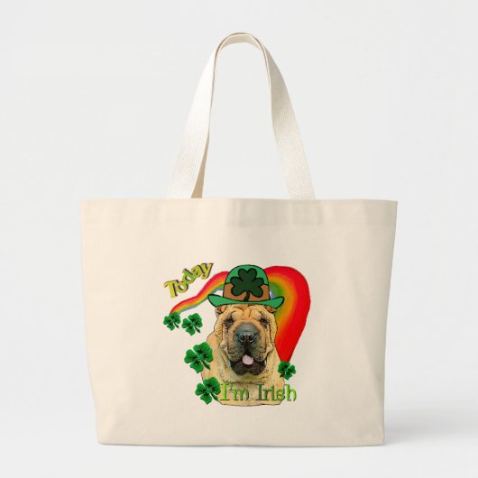Chinesischer Shar-Pei St. Patrick's Day Jumbo Stoffbeutel (Vorne)