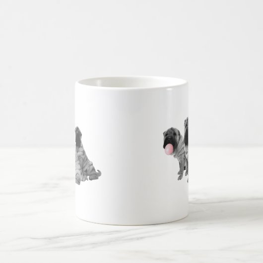 Chinesischer Shar Pei Welpen Schwarz-weißes Kaugum Kaffeetasse (Mittel)