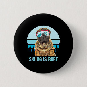 Chinesischer Shar-pei Winterski ist Ruff Ski Dog L Button