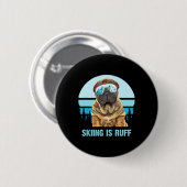 Chinesischer Shar-pei Winterski ist Ruff Ski Dog L Button (Vorne & Hinten)