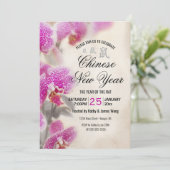 Chinesischer Silvester Rat Floral Pink Orchid Einladung (Stehend Vorderseite)