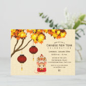 Chinesischer Silvester Rat Lion Dancer Einladung (Stehend Vorderseite)