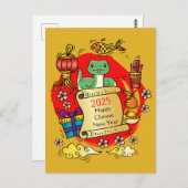 Chinesischer Silvesterschlange-Cartoon Postkarte (Vorne/Hinten)