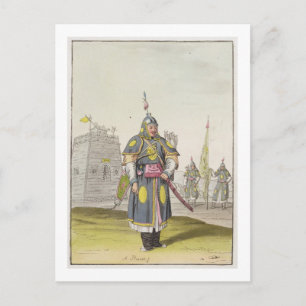 Chinesischer Soldat in vollem Schlachtkleid, Illus Postkarte
