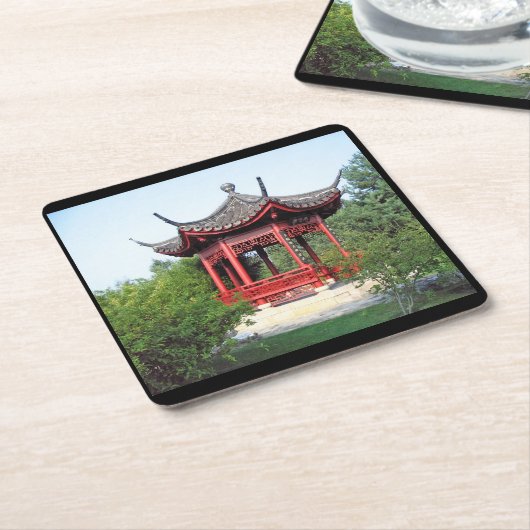 chinesischer Teehaus-Untersetzer Rechteckiger Pappuntersetzer (angewinkelt)