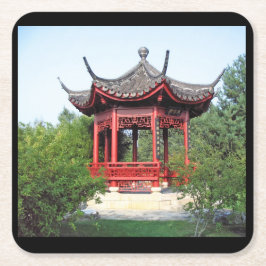 chinesischer Teehaus-Untersetzer Rechteckiger Pappuntersetzer