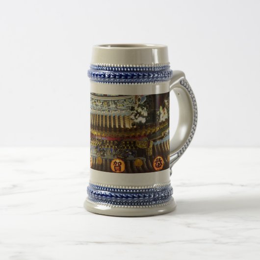 Chinesischer Tempel Gray / Blue 22 oz Stein Bierglas (VorderseiteRechts)