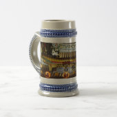 Chinesischer Tempel Gray / Blue 22 oz Stein Bierglas (Vorderseite Links)