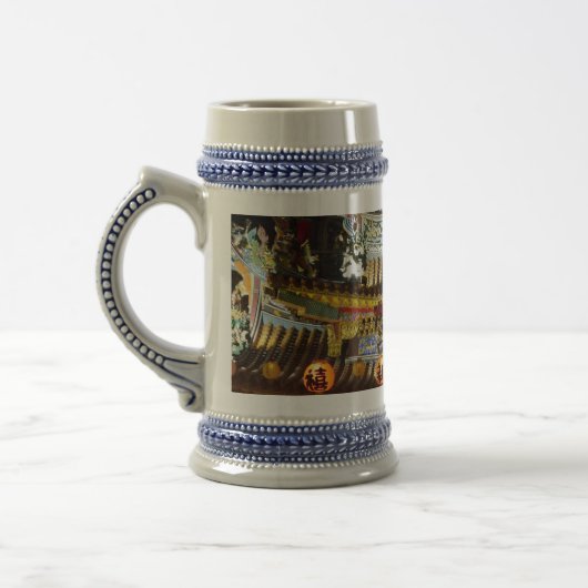 Chinesischer Tempel Gray / Blue 22 oz Stein Bierglas (Links)