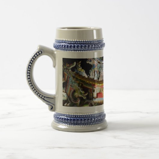 Chinesischer Tempel Gray / Blue 22 oz Stein Bierglas (Links)