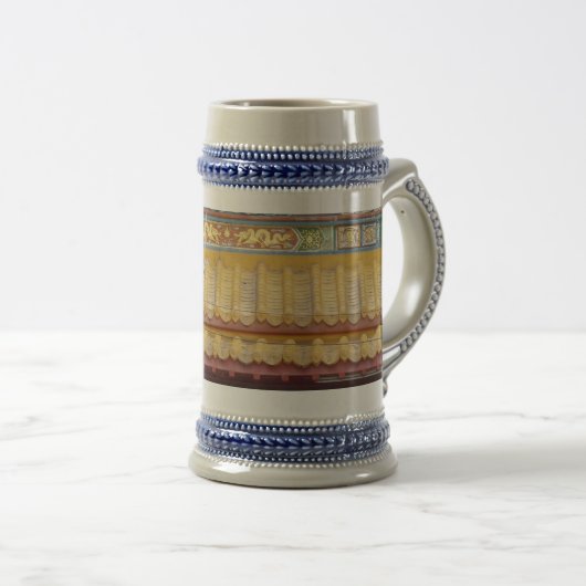 Chinesischer Tempel Roof Gray / Blue 22 oz Stein Bierglas (VorderseiteRechts)