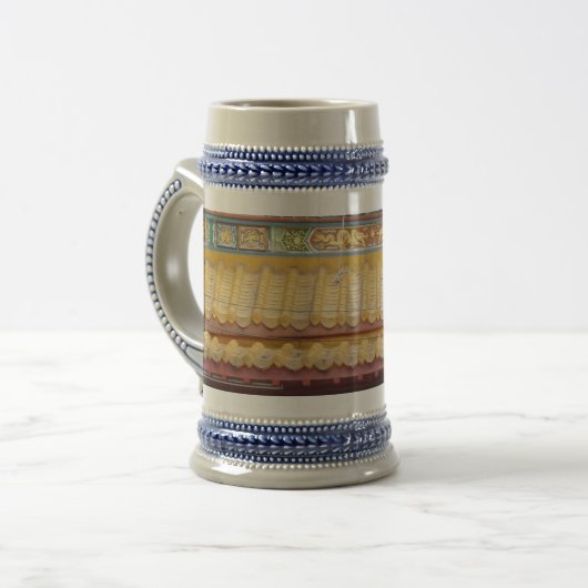 Chinesischer Tempel Roof Gray / Blue 22 oz Stein Bierglas (Vorderseite Links)