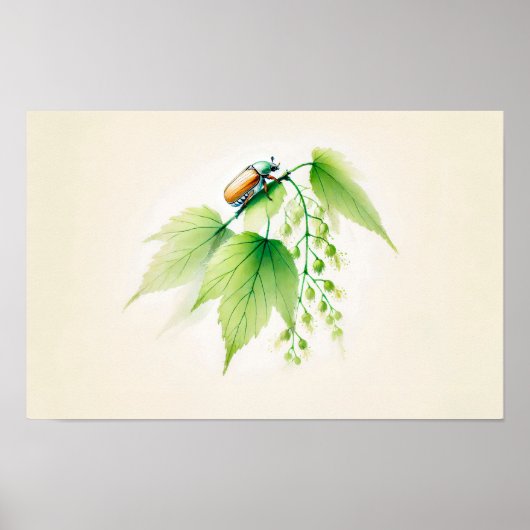Chinesischer Tinte May Bug auf Linden Poster (Vorne)