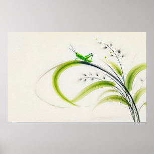 Chinesischer Tinten-Heuschrecke auf Gras Poster