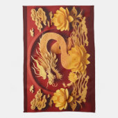 Chinesischer und Vietnamesischer Holzdrache Jahr 2 Geschirrtuch (Vertikal)