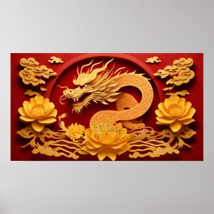 Chinesischer und Vietnamesischer Holzdrache Jahr 2 Poster