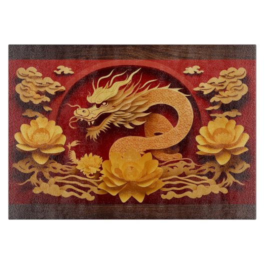 Chinesischer und Vietnamesischer Holzdrache Jahr 2 Schneidebrett (Vorderseite)