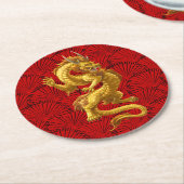 Chinesischer Untersetzer des Lucky Gold Dragon Rou (Angewinkelt)