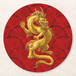 Chinesischer Untersetzer des Lucky Gold Dragon Rou