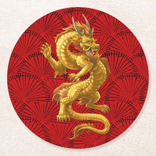 Chinesischer Untersetzer des Lucky Gold Dragon Rou (Vorderseite)