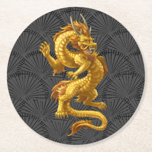 Chinesischer Untersetzer des Lucky Gold Dragon Rou