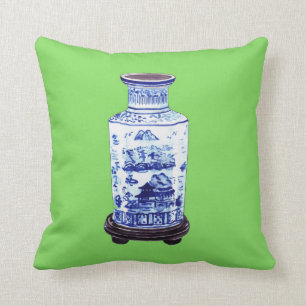 CHINESISCHER VASE AUF GRÜN KISSEN