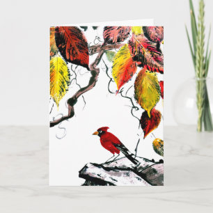 Chinesischer Vogel im Herbst Karte