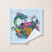 Chinesischer Wasserdrache Koi Fisch Badhandtuch Set (Waschlappen)