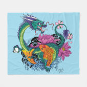 Chinesischer Wasserdrache Koi Fisch Fleecedecke (Vorderseite (Horizontal))