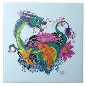 Chinesischer Wasserdrache Koi Fisch Fliese (Vorderseite)