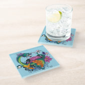 Chinesischer Wasserdrache Koi Fisch Glasuntersetzer (Schrägansicht)