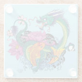 Chinesischer Wasserdrache Koi Fisch Glasuntersetzer (Rückseite)