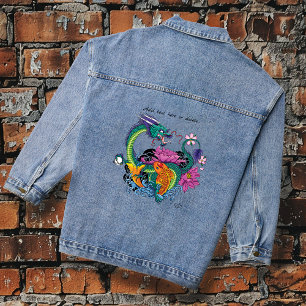 Chinesischer Wasserdrache Koi Fisch Jeansjacke