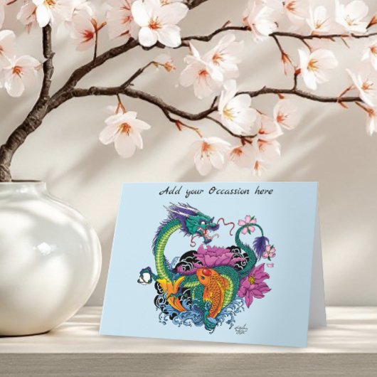 Chinesischer Wasserdrache Koi Fisch Karte