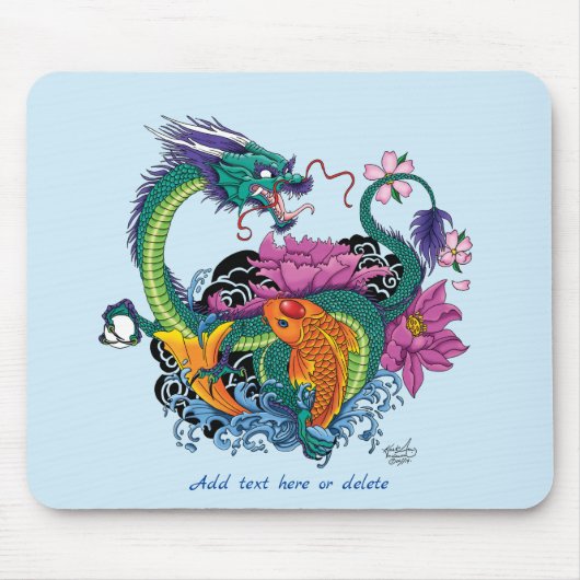 Chinesischer Wasserdrache Koi Fisch Mousepad (Vorne)