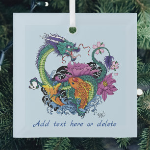 Chinesischer Wasserdrache Koi Fisch Ornament Aus Glas
