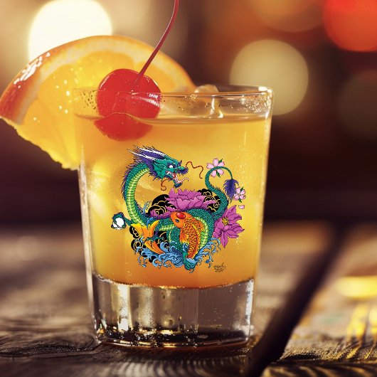 Chinesischer Wasserdrache Koi Fisch Schnapsglas