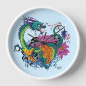 Chinesischer Wasserdrache Koi Fisch Uhr (Vorderseite)
